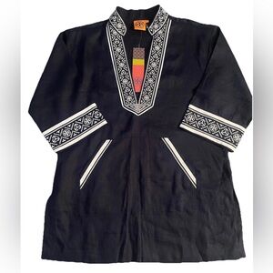 NWT Tory Burch Navy And White Linen Tunic Womens Size Small